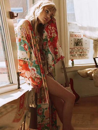 Mocarra | Chic Jahrgang Druck Floral Strand Cover Up Sommer