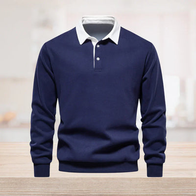 Ivor - Elegantes Herren Langarm Polo Shirt mit klassischem Kragen