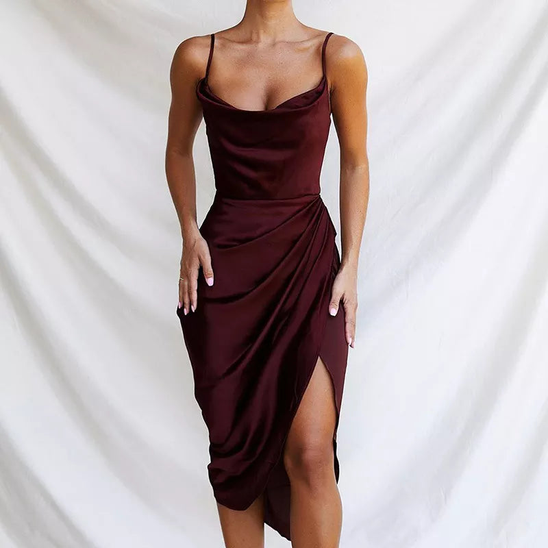 Mocarra | Satin Ständchen MIDI Kleid