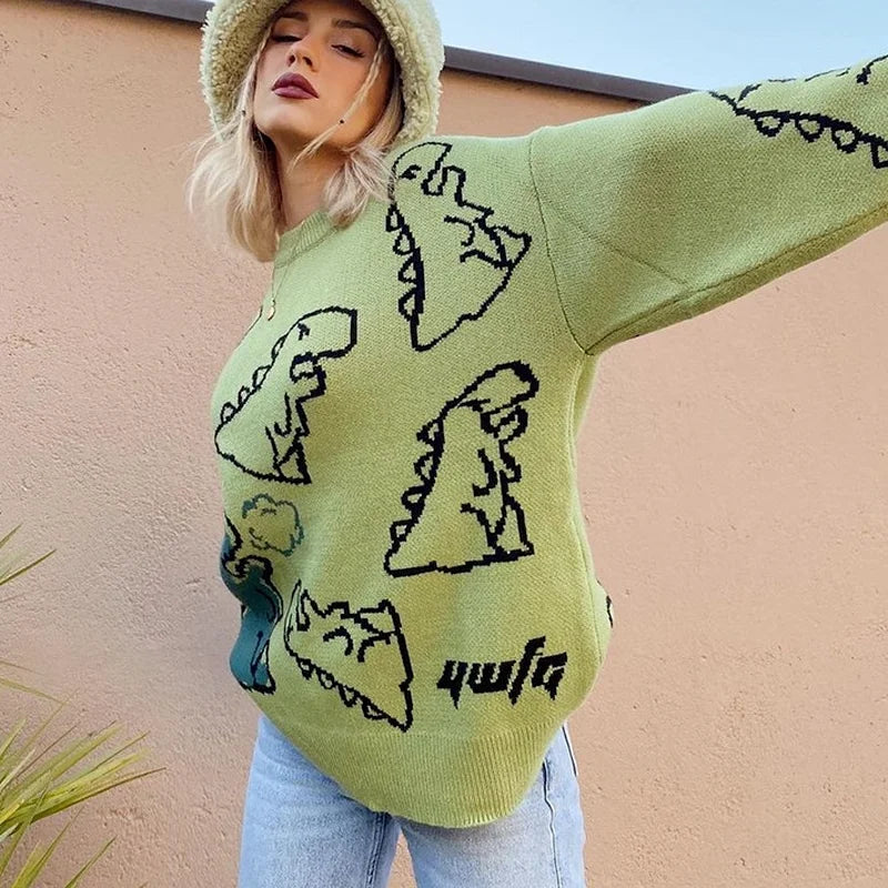 Tawan | Harajuku 90s Strickpullover Locker Y2K O-Ausschnitt Winter Streetwear
