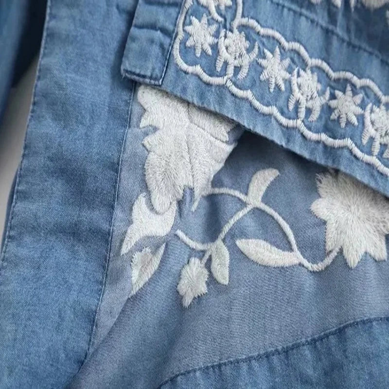 Mocarra | Denim Bloom Strickjacke