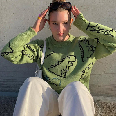 Tawan | Harajuku 90s Strickpullover Locker Y2K O-Ausschnitt Winter Streetwear