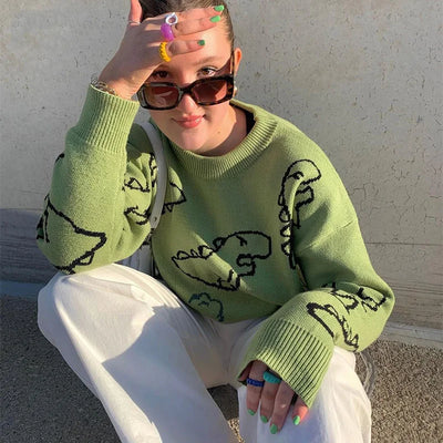 Tawan | Harajuku 90s Strickpullover Locker Y2K O-Ausschnitt Winter Streetwear