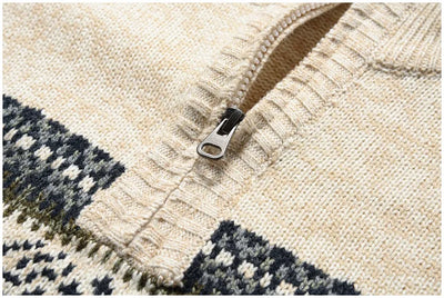 Mocarra | Gestrickter Winter- und Weihnachtspulli mit Reißverschluss
