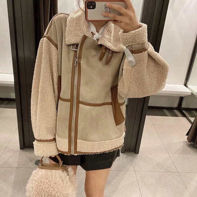 Viktorija | Damen lederjacke aus lammfell warm modisch winterjacke