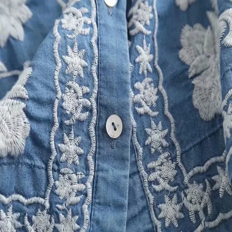 Mocarra | Denim Bloom Strickjacke