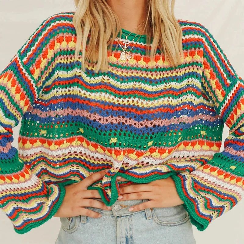 Hana | Damen Vintage 90er Streifenpullover