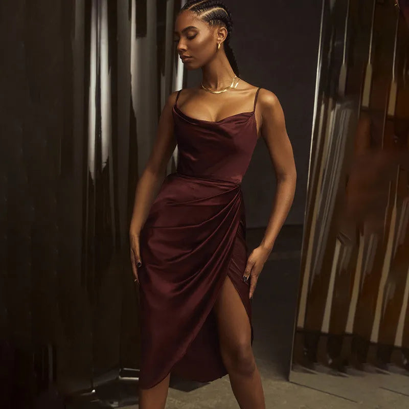 Mocarra | Satin Ständchen MIDI Kleid