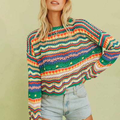 Hana | Damen Vintage 90er Streifenpullover