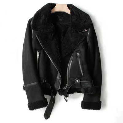 Lora - Lederjacke mit Sherpa-Futter