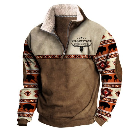 Mocarra | Vintage-Fleece-Pullover mit Reißverschluss