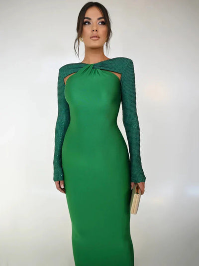 Mocarra | Wunderschönes langärmeliges Maxikleid für Frauen mit Ausschnitt 2024