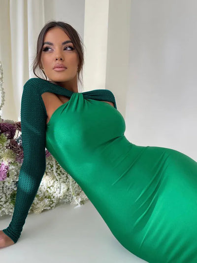 Mocarra | Wunderschönes langärmeliges Maxikleid für Frauen mit Ausschnitt 2024
