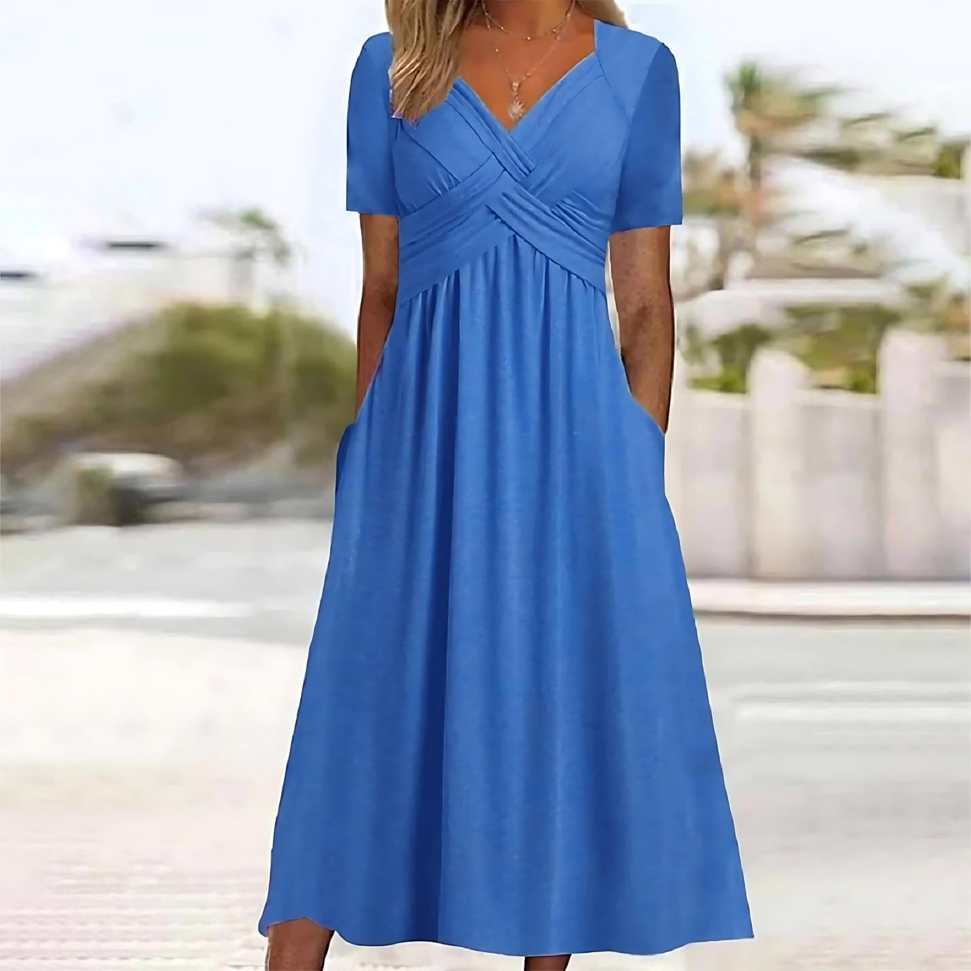 Jamaica - Elegantes Midikleid wit Bauchabdeckung
