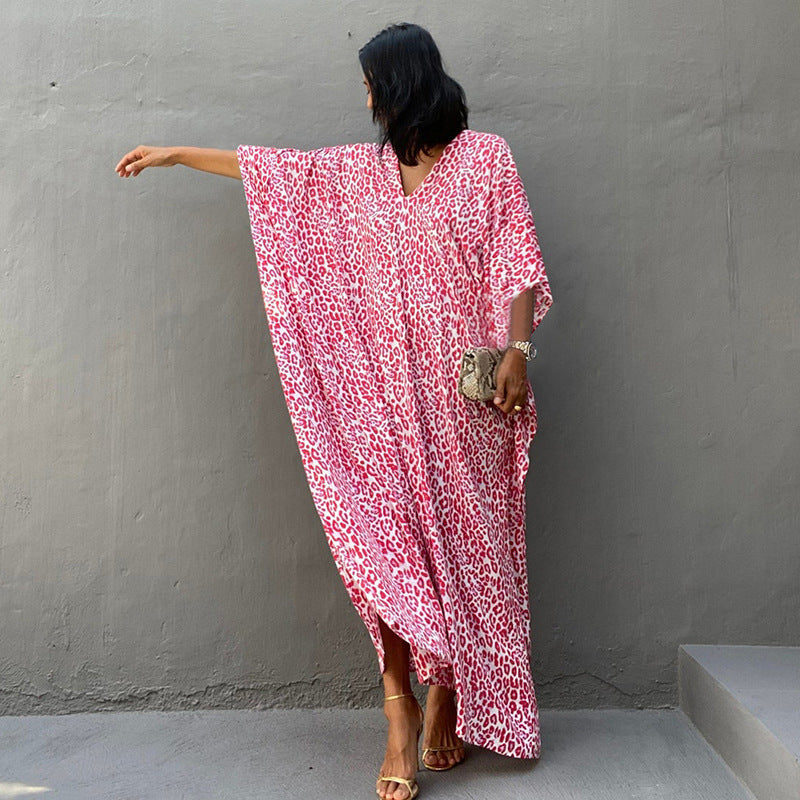 Mocarra | Rayon Bedrucktes Maxikleid Beach Cover-up Vacation Robe