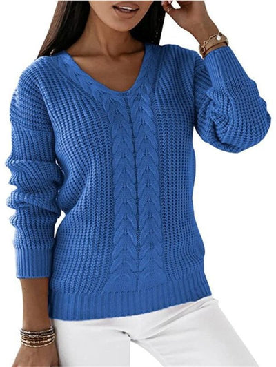 DAME FREIZEIT STRICK V-AUSSCHNITT PULLOVER | ELEGANTER KOMFORT GARANTIERT