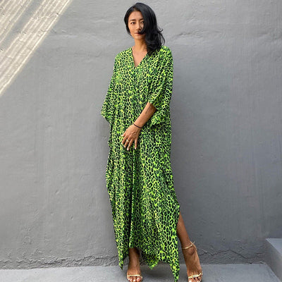Mocarra | Rayon Bedrucktes Maxikleid Beach Cover-up Vacation Robe