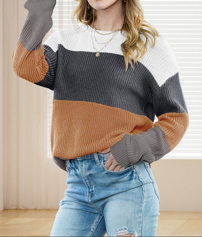 Damen FARBLOCK STRICKPULLOVER | MODERNER, BEQUEMER STIL
