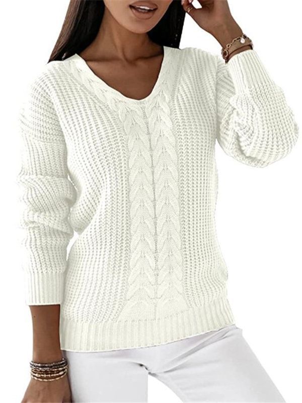 DAME FREIZEIT STRICK V-AUSSCHNITT PULLOVER | ELEGANTER KOMFORT GARANTIERT