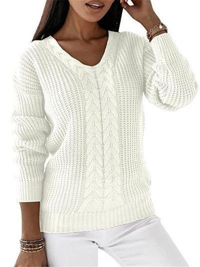 DAME FREIZEIT STRICK V-AUSSCHNITT PULLOVER | ELEGANTER KOMFORT GARANTIERT