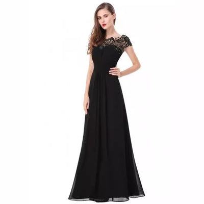Damen Elegantes Abendkleid mit Spitzenoberteil und fließendem Rock Fudus