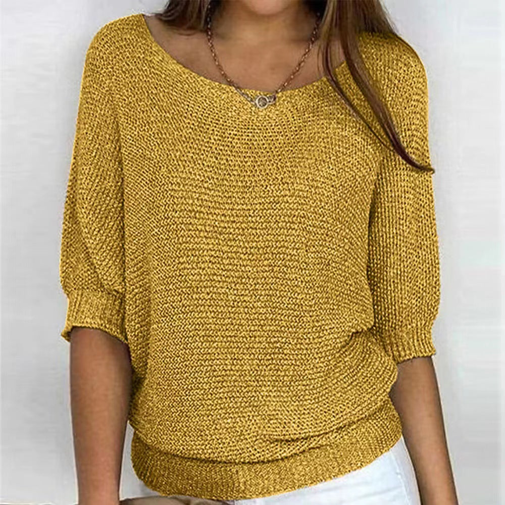 Damen RUNDSCHNITT 3/4-ÄRMEL PULLOVER | ELEGANTER KOMFORT FÜR JEDEN TAG