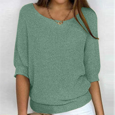 Damen RUNDSCHNITT 3/4-ÄRMEL PULLOVER | ELEGANTER KOMFORT FÜR JEDEN TAG