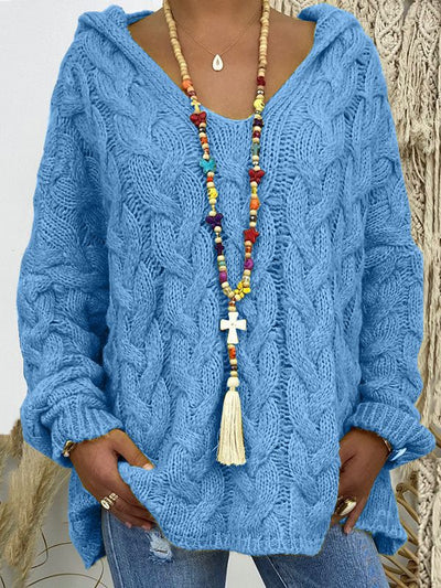 Damen KABELSTRICK HOODIE PULLOVER | MODISCHER, BEQUEMER, VIELSEITIGER