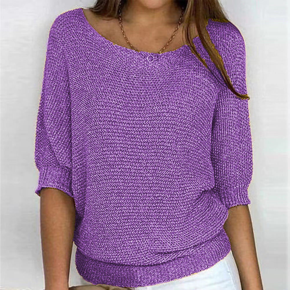 Damen RUNDSCHNITT 3/4-ÄRMEL PULLOVER | ELEGANTER KOMFORT FÜR JEDEN TAG