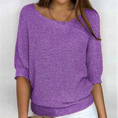 Damen RUNDSCHNITT 3/4-ÄRMEL PULLOVER | ELEGANTER KOMFORT FÜR JEDEN TAG