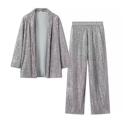 Damen Strickjacken-Set mit glitzernden Akzenten und lässiger Schnittführung Fudus