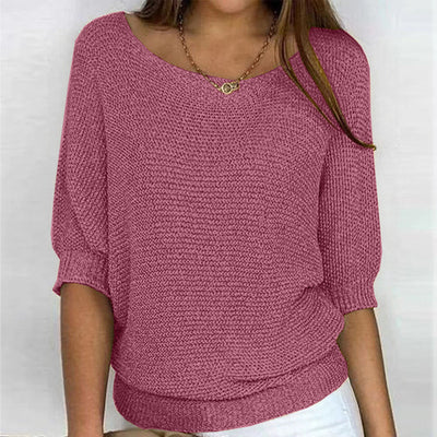 Damen RUNDSCHNITT 3/4-ÄRMEL PULLOVER | ELEGANTER KOMFORT FÜR JEDEN TAG