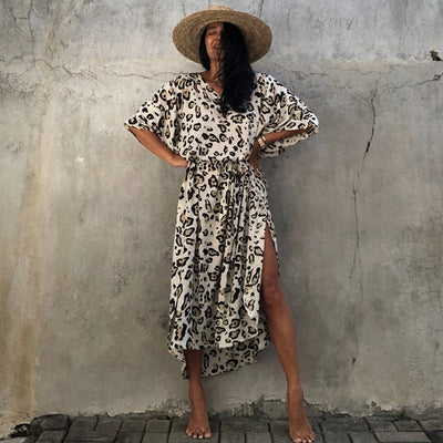 Mocarra | Rayon Bedrucktes Maxikleid Beach Cover-up Vacation Robe