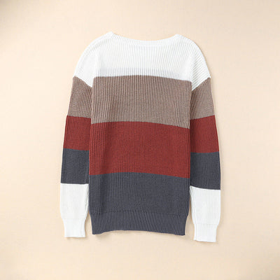 Damen FARBLOCK STRICKPULLOVER | MODERNER, BEQUEMER STIL