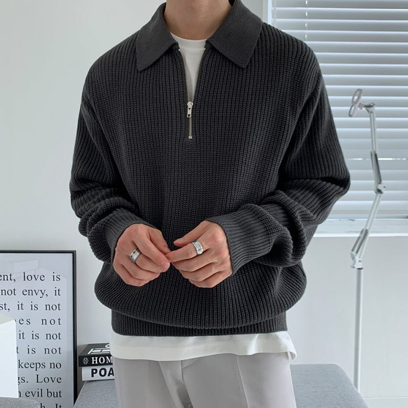 Mocarra | Gestrickter Pullover mit halbem Reißverschluss