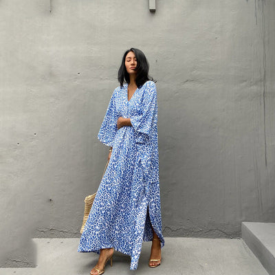 Mocarra | Rayon Bedrucktes Maxikleid Beach Cover-up Vacation Robe