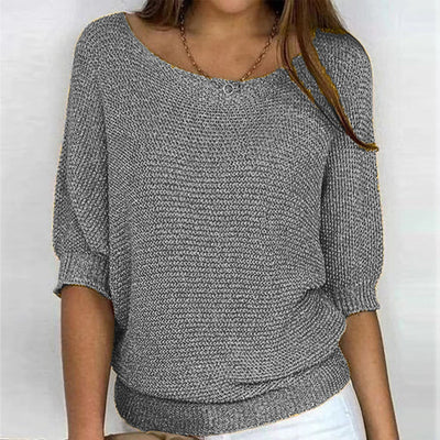 Damen RUNDSCHNITT 3/4-ÄRMEL PULLOVER | ELEGANTER KOMFORT FÜR JEDEN TAG