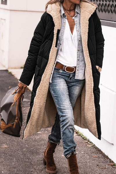 Mocarra | Beidseitig tragbare lange Damenjacke mit Fleece-Innenseite