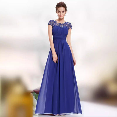 Damen Elegantes Abendkleid mit Spitzenoberteil und fließendem Rock Fudus