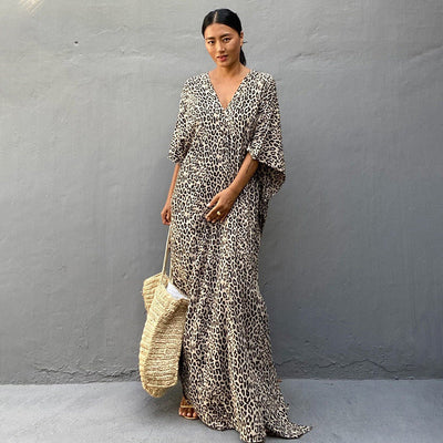 Mocarra | Rayon Bedrucktes Maxikleid Beach Cover-up Vacation Robe