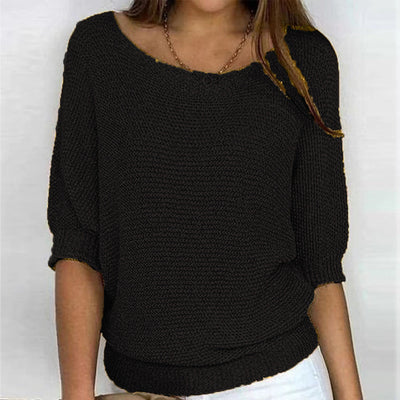 Damen RUNDSCHNITT 3/4-ÄRMEL PULLOVER | ELEGANTER KOMFORT FÜR JEDEN TAG