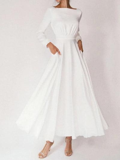 Mocarra | Klassisches Weißes Kleid mit V-Rücken