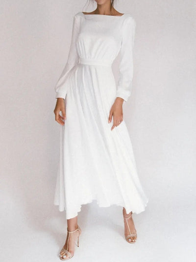 Mocarra | Klassisches Weißes Kleid mit V-Rücken