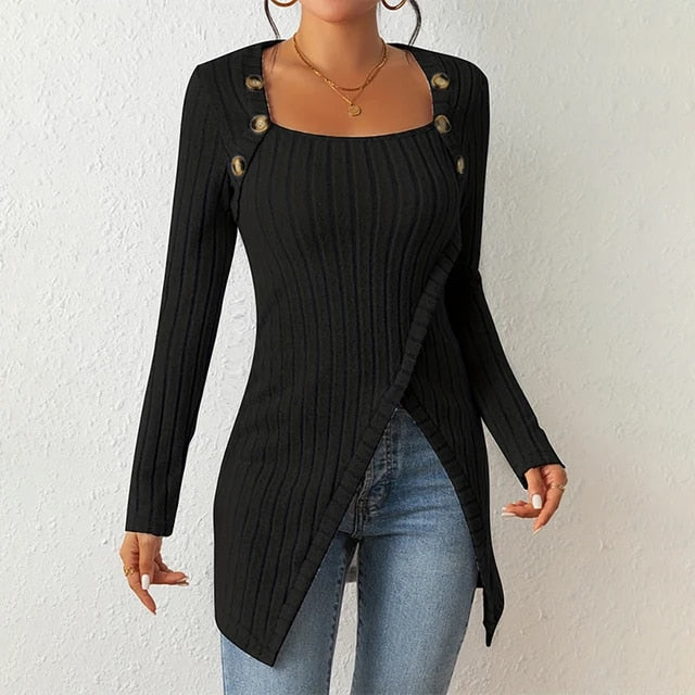 Mocarra | Asymmetrisches Knopf-Top