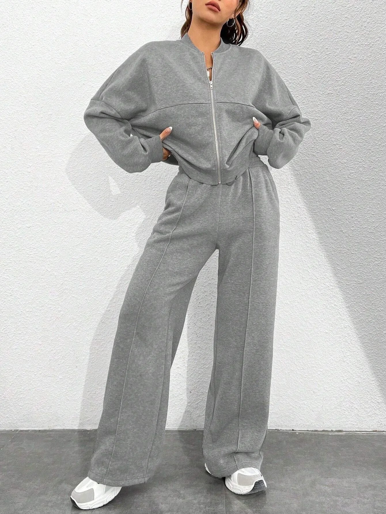 Angeline | Damen Kapuzenpullover mit Reißverschluss Uni-Farbe Neu