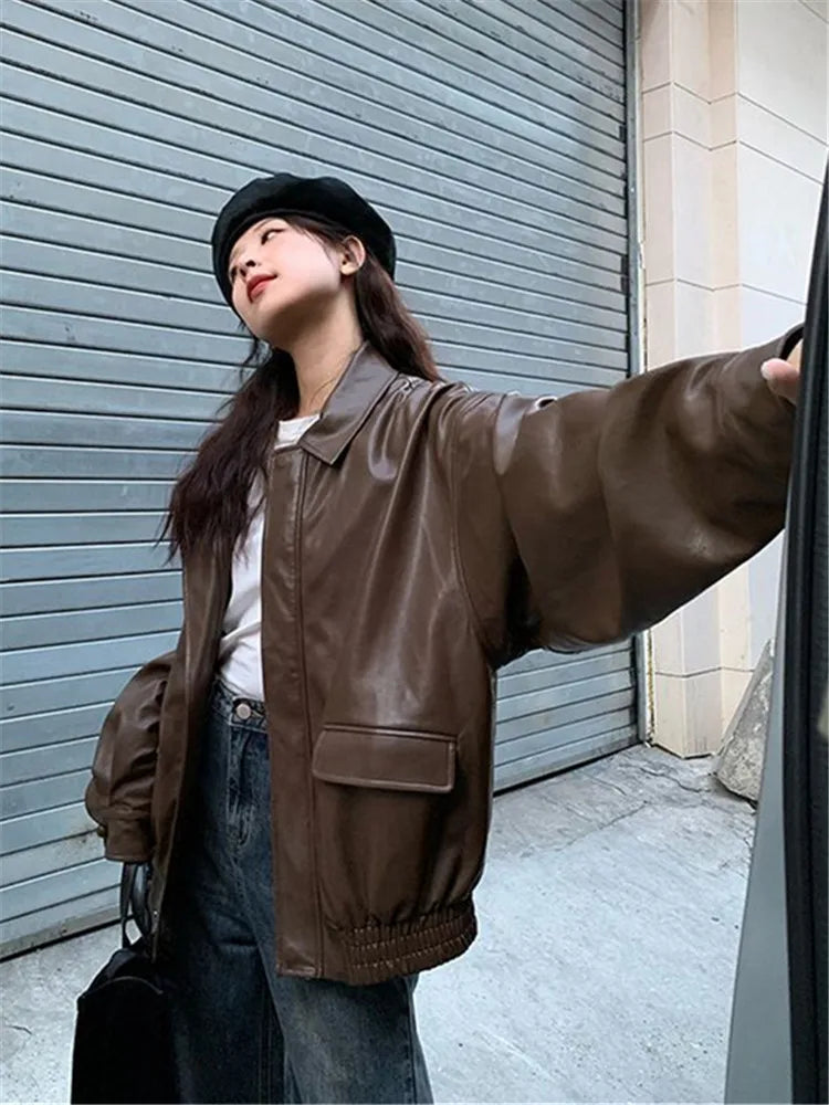 Anaya | Oversize Motorradjacke Damen mit Reißverschluss