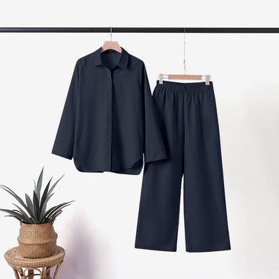 Haley - Elegantes Twinset mit Kragenhemd & Palazzo-Hose für Sommertage