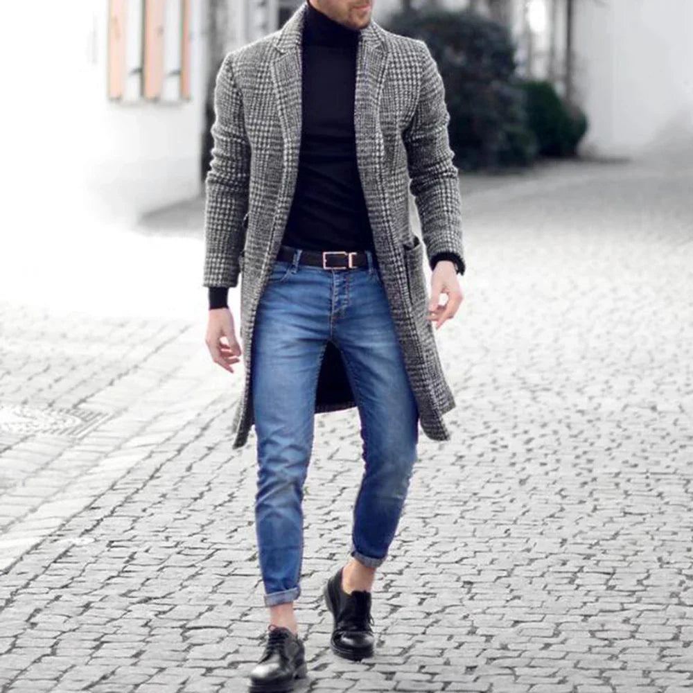 Angelo | Eleganter Retro-Hahnentritt-Wollmantel für Herbst und Winter –