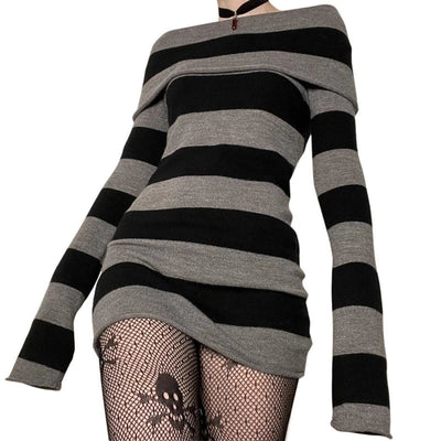 Mocarra | Gestreiftes Pullover-Minikleid