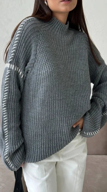 Rūta | Oversize-pullover für damen mit hohem kragen langarm